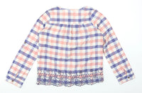 Fat Face Pink/Blue Checked Cotton L/S Tunic Top - Girls 12-13yrs