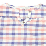 Fat Face Pink/Blue Checked Cotton L/S Tunic Top - Girls 12-13yrs