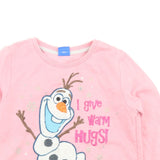 Disney Frozen Olaf Warm Hugs Girls Pink Character Jumper - Girls 6-7yrs