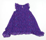 F&F Purple Ditzy Floral Hanky Hem Sequin Dress - Girls 6-7yrs