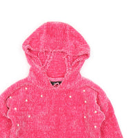 George Pink Chunky Chenille Hoodie Jumper with Mock Pearls - Girls 6-7yrs