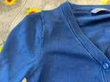 Girls Plain Blue Knitted School Cardigan - Preloved