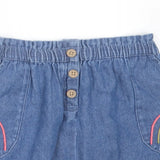 George Blue Denim Skirt with Embroidered Rainbow Pockets - Girls 4-5yrs