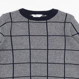 M&S Navy/White Checked Cotton Jumper - Boys 10-11yrs