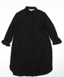 DP Maternity Plain Black Chiffon Shirt Dress - Size Maternity UK 8
