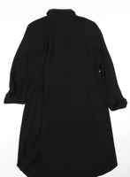 DP Maternity Plain Black Chiffon Shirt Dress - Size Maternity UK 8