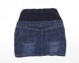 Jojo Maman Bebe Indigo Blue Denim Skirt Over Bump Style - Size Maternity UK 10