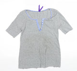 Seraphine Maternity Grey Ribbed S/S Pyjama Top - Size Maternity M UK 12-14