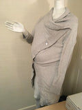 Seraphine Denise Grey Longline Cotton & Cashmere Cardigan - Size Maternity S UK 8-10