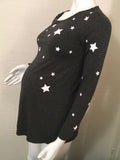 Isabella Oliver Grey & White Star Print L/S Jersey Top - Size Maternity 0 UK 6