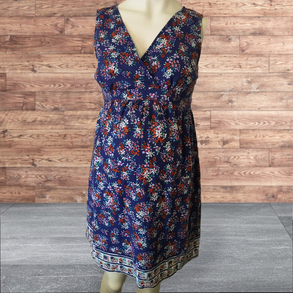 Jojo Maman Bebe Blue Floral 100% Cotton Sun Dress - Size Maternity UK 10