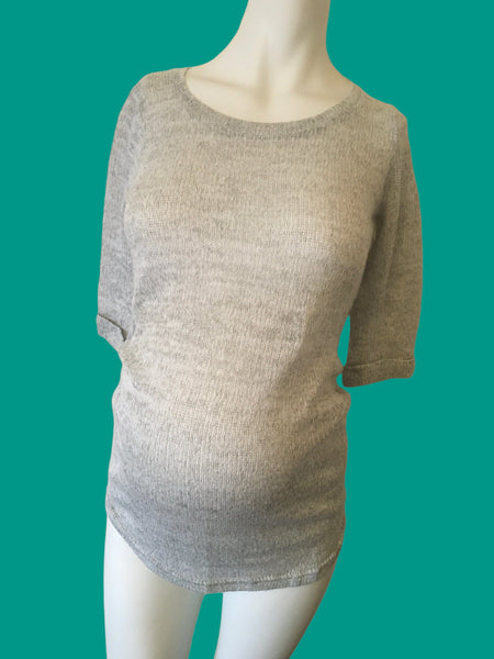 New Look Maternity Light Grey 3/4 Sleeve Knitted Top - Size Maternity UK 10