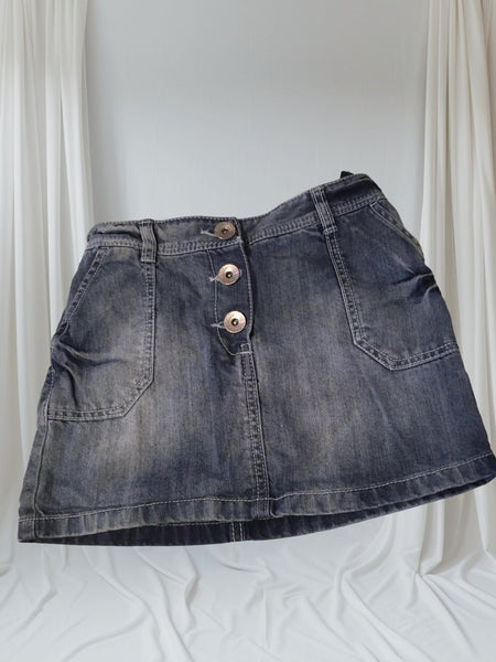 Next Girls Blue Denim Button Front Skirt - Girls 8yrs