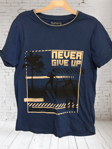 Nutmeg Never Give Up Blue T-Shirt - Boys 10-11yrs