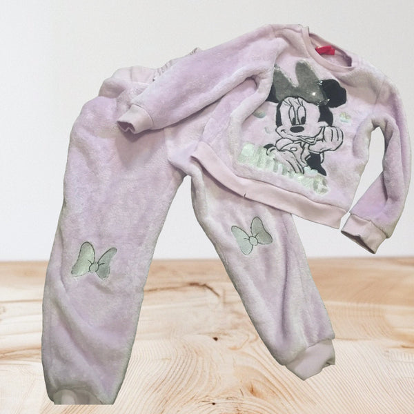Pep Co Disney Minnie Mouse Fluffy Warm Lilac Pyjamas Girls