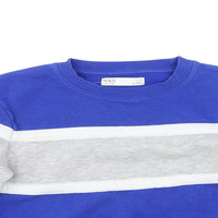 M&S Blue Sweatshirt with Grey/White Stripe - Boys 9-10yrs