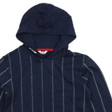 M&Co Boys Navy Hoodie Jumper with Red & White Stripe - Boys 11-12yrs