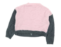 Primark Fluffy Pink/Grey & White Chevron Jumper - Girls 9-10yrs