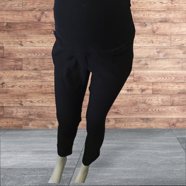 Red Herring Maternity Black Smart Slim Leg Over Bump Work Trousers - Size Maternity UK 12