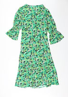 Next Maternity Green Floral Print Stretch Midi Dress - Size Maternity UK 6