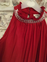 River Island Girls Red Pleated Sleeveless Chiffon Party Dress - Girls 12yrs