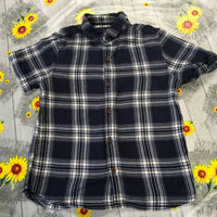 Next Navy/White Brushed Cotton Checked S/S Shirt - Boys 5-6yrs