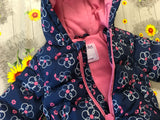 M&Co Navy Quilted Coat with Hood and Daisy Floral Print - Girls 3-6m
