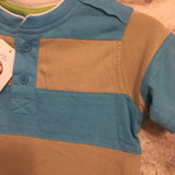 Brand New Ladybird Blue/Beige Striped T-Shirt - Boys 12-18m