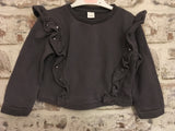Next Charcoal Ruffle Jumper with Stud Detail - Girls 4yrs
