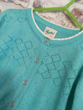 Yumi Girls Turquoise Sparkly Knit Cardigan - Girls 5-6yrs