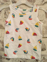 Primark Cares White Boats Print Vest Top - Boys 2-3yrs