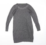 Blooming Marvellous Grey Embellished Knitted Jumper Dress - Size Maternity UK 8