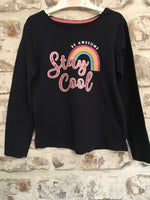 Primark Be Awesome Stay Cool Navy L/S Top - Girls 7-8yrs