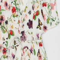 H&M Mama Maternity White Floral & Butterfly Print S/S Midi Dress - Size Maternity S UK 8-10