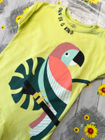 F&F Yellow One Of A Kind Parrot Print Romper - Unisex 18-24m