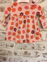 F&F Orange Pumpkin Print Halloween Jersey Dress - Girls 3-6m