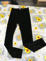 F&F Black Crushed Velvet Paisley Print Leggings - Girls 10-11yrs
