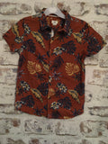 River Island Boys Brown Hawaiian Print Cotton Summer Shirt - Boys 7-8yrs