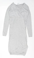 Mamalicious Grey Knitted Jumper Maternity & Nursing Midi Dress - Size Maternity S UK 8-10