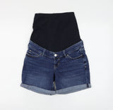 M&S Collection Blue Boyfriend Over Bump Denim Shorts - Size Maternity UK 8