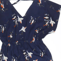 Blooming Marvellous Navy Blue Birds Print S/S Polyester Dress - Size Maternity UK 10