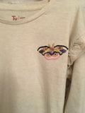 Tu Girls Beige L/S Top with Butterfly Chest Motif - Girls 10yrs