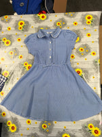 BHS Royal Blue Summer School Dress Gingham Check - Girls 7yrs
