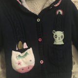 George Navy Chunky Knitted Cardigan Unicorn Pocket - Girls 3-4yrs