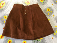 Tu Rust Brown Chunky Corduroy Stretch Skirt - Girls 7yrs