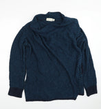 Jojo Maman Bebe Chunky Knit Blue Layered Wrap Maternity & Nursing Cardigan - Size Maternity S UK 8-10
