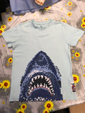Fat Face Turquoise Pixel Shark Print T-Shirt - Boys 8-9yrs