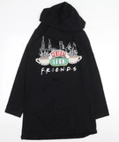 Brand New FRIENDS Girls Black Central Perk Black Hoodie Jumper Dress - Girls 11-12yrs