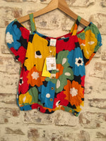 Brand New Boboli Colourful Cold Shoulder Top - Girls 14yrs