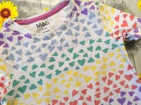 M&S Multi Heart Print S/S Shortie Pyjamas - Girls 6-7yrs